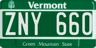 VT license plate ZNY660