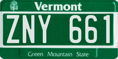 VT license plate ZNY661