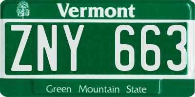 VT license plate ZNY663