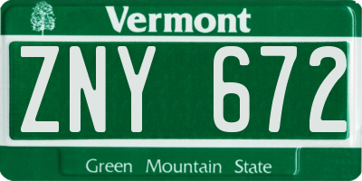 VT license plate ZNY672