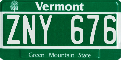VT license plate ZNY676