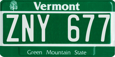 VT license plate ZNY677