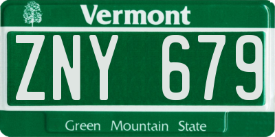 VT license plate ZNY679