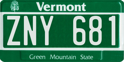 VT license plate ZNY681