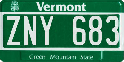 VT license plate ZNY683