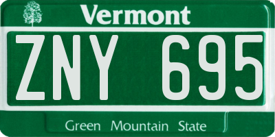 VT license plate ZNY695