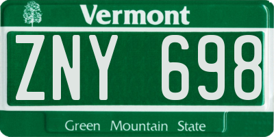 VT license plate ZNY698