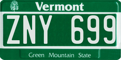 VT license plate ZNY699
