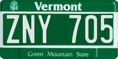 VT license plate ZNY705