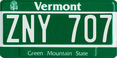 VT license plate ZNY707