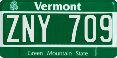 VT license plate ZNY709
