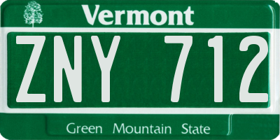 VT license plate ZNY712