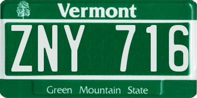 VT license plate ZNY716