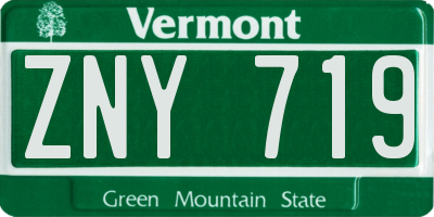VT license plate ZNY719