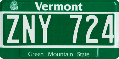 VT license plate ZNY724