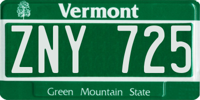 VT license plate ZNY725