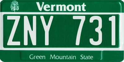 VT license plate ZNY731