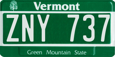VT license plate ZNY737