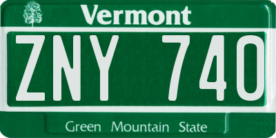 VT license plate ZNY740