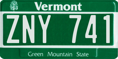 VT license plate ZNY741
