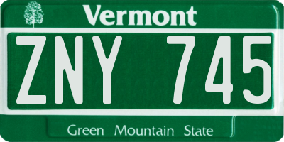 VT license plate ZNY745