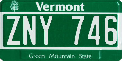 VT license plate ZNY746