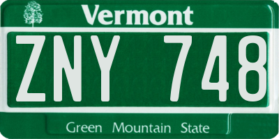 VT license plate ZNY748