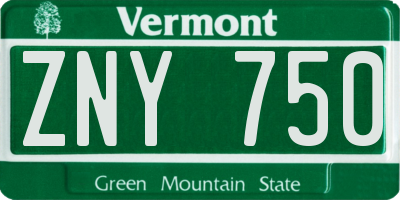VT license plate ZNY750