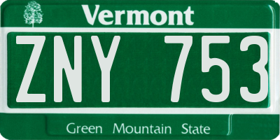VT license plate ZNY753