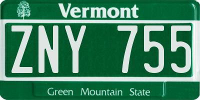 VT license plate ZNY755