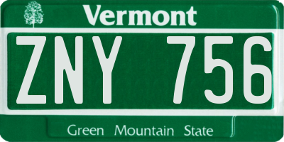 VT license plate ZNY756