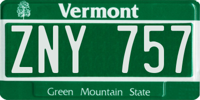 VT license plate ZNY757
