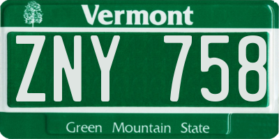VT license plate ZNY758