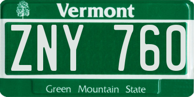 VT license plate ZNY760