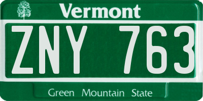 VT license plate ZNY763