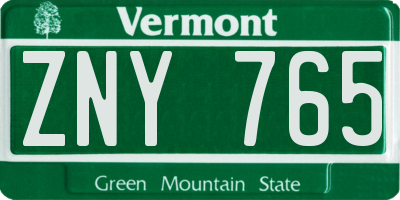 VT license plate ZNY765