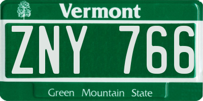 VT license plate ZNY766