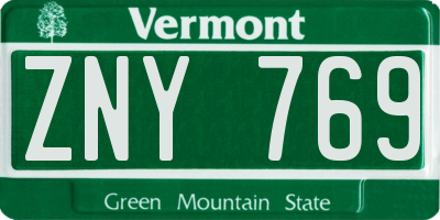 VT license plate ZNY769