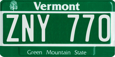 VT license plate ZNY770