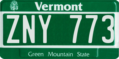 VT license plate ZNY773