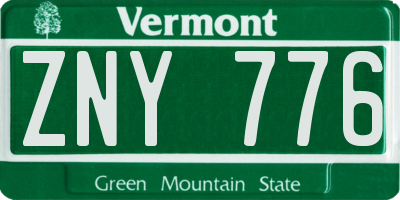 VT license plate ZNY776