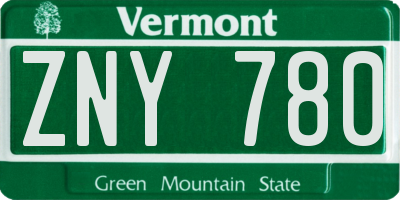 VT license plate ZNY780