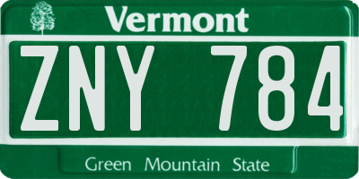 VT license plate ZNY784