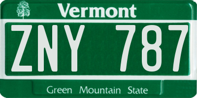 VT license plate ZNY787