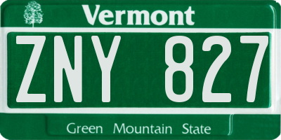 VT license plate ZNY827
