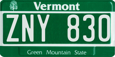 VT license plate ZNY830