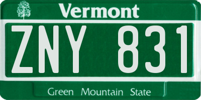 VT license plate ZNY831