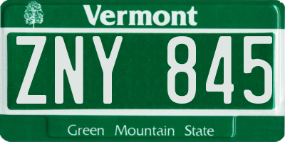 VT license plate ZNY845