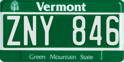 VT license plate ZNY846