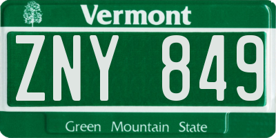 VT license plate ZNY849